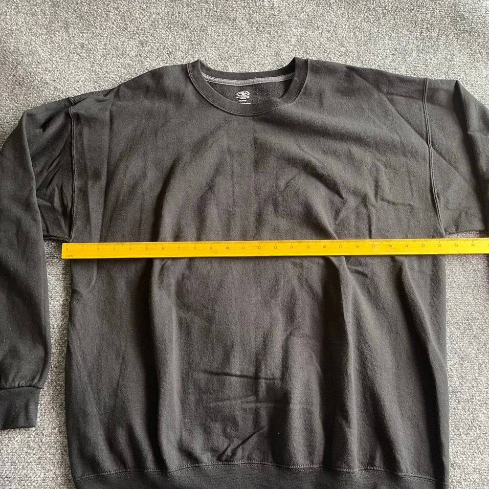 Athletic Works Mens XL Black‎ Crewneck Sweatshirt Fleece Pullover Solid 46-48